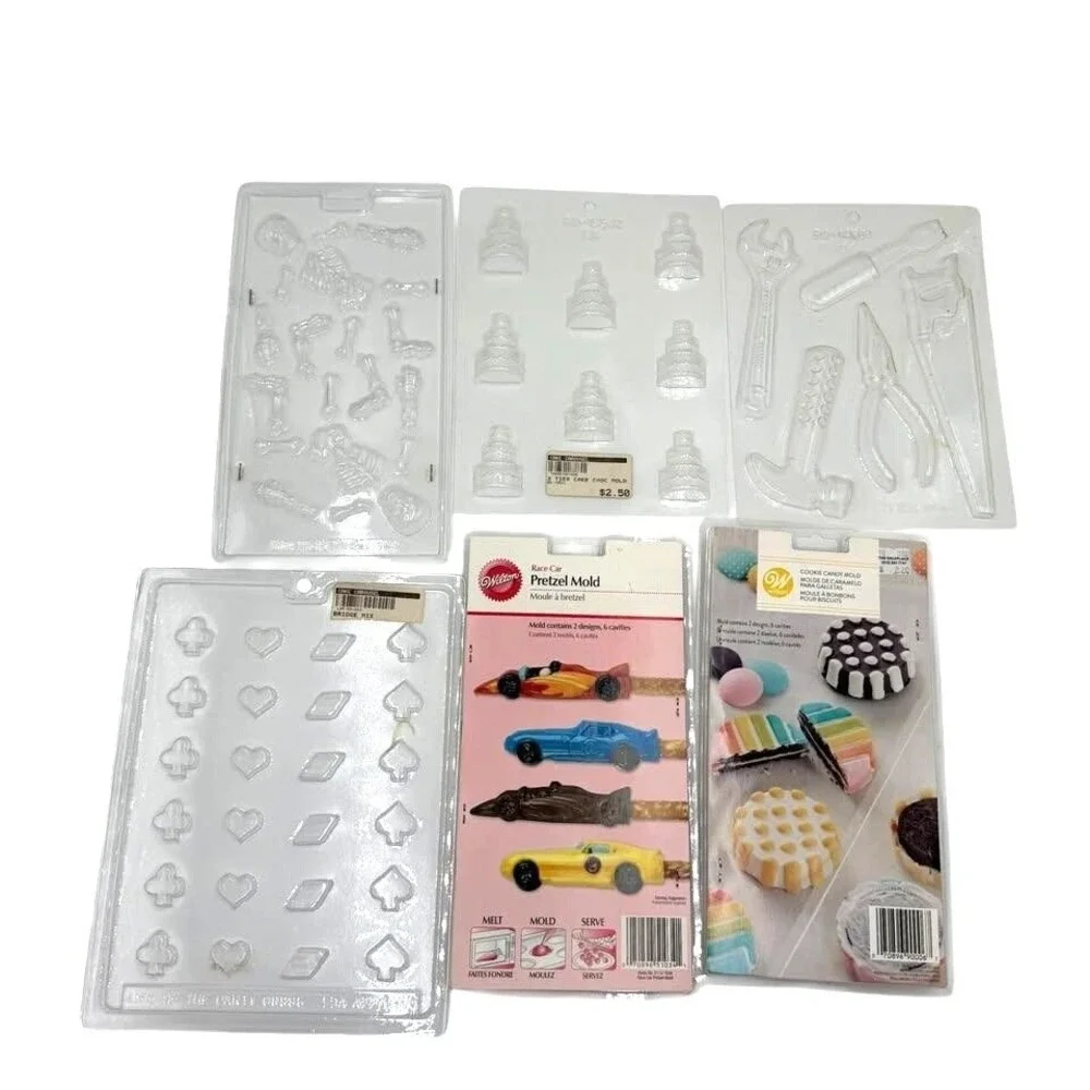 Wilton Life of‎ the Party Candy Chocolate Mold Lot of 30 Clear White Vintage